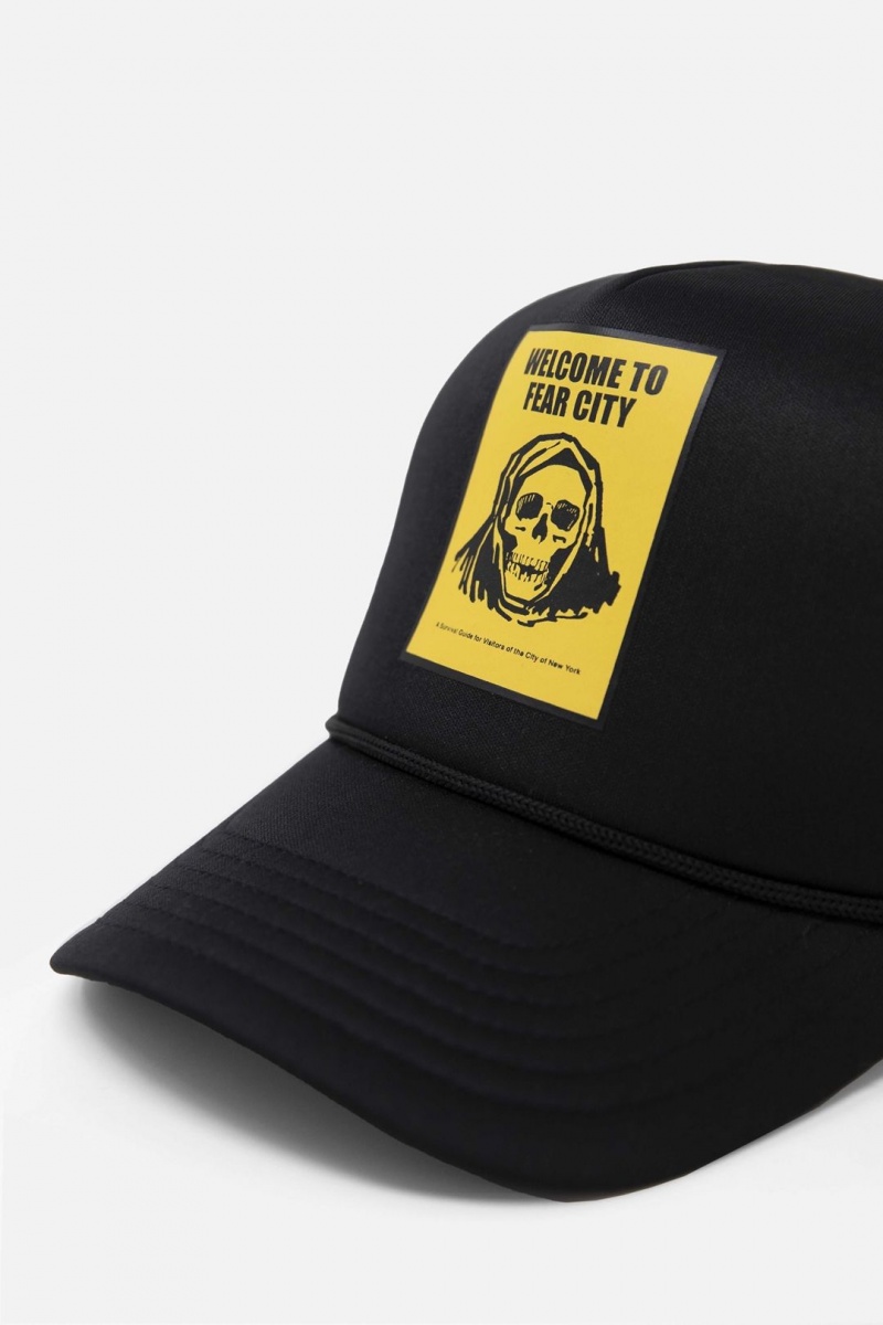 Chapeaux Mnml Fear City Trucker Cap Black/Yellow Homme | ATJ-2634174