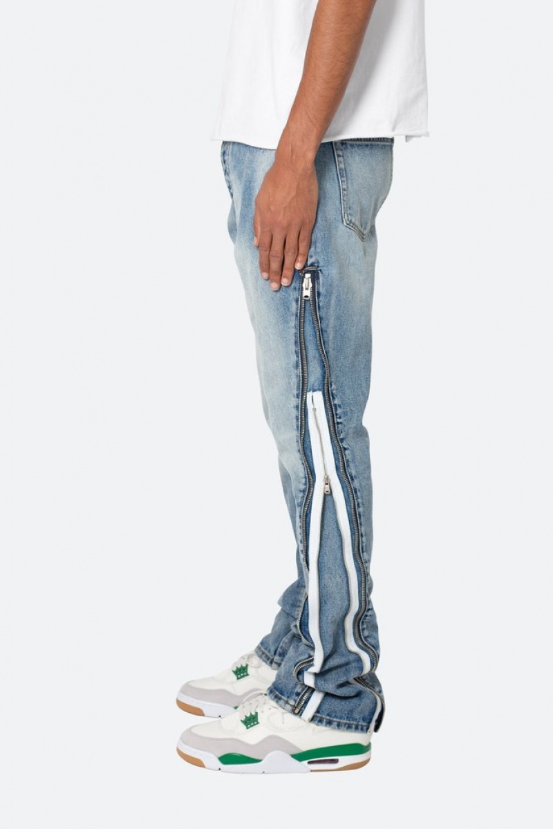 Flare Denim Mnml B574 Zippé Flare Denim Bleu  | GZB-6831578