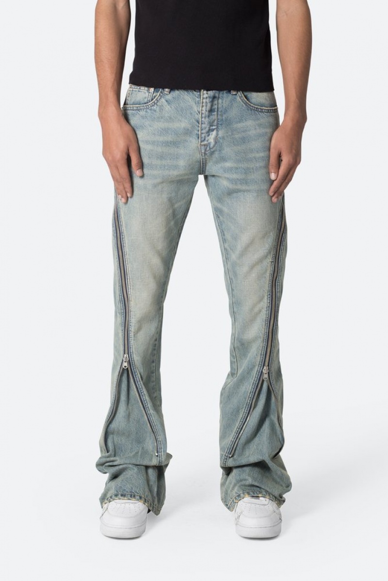 Flare Denim Mnml D519 Zippé Flare Denim Bleu  | YWU-0017505