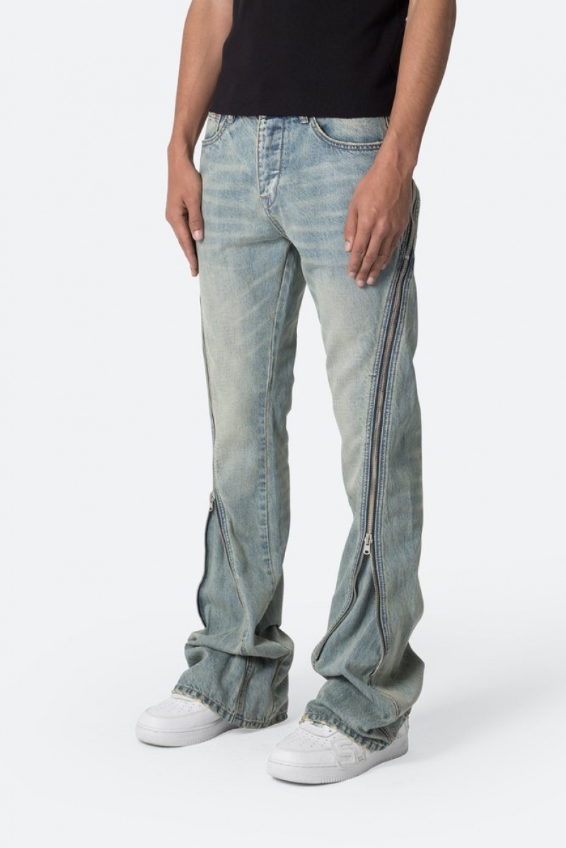 Flare Denim Mnml D519 Zippé Flare Denim Bleu  | YWU-0017505