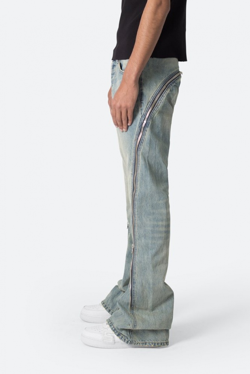 Flare Denim Mnml D519 Zippé Flare Denim Bleu  | YWU-0017505