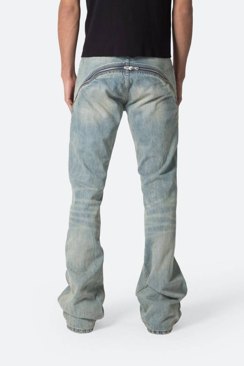 Flare Denim Mnml D519 Zippé Flare Denim Bleu  | YWU-0017505