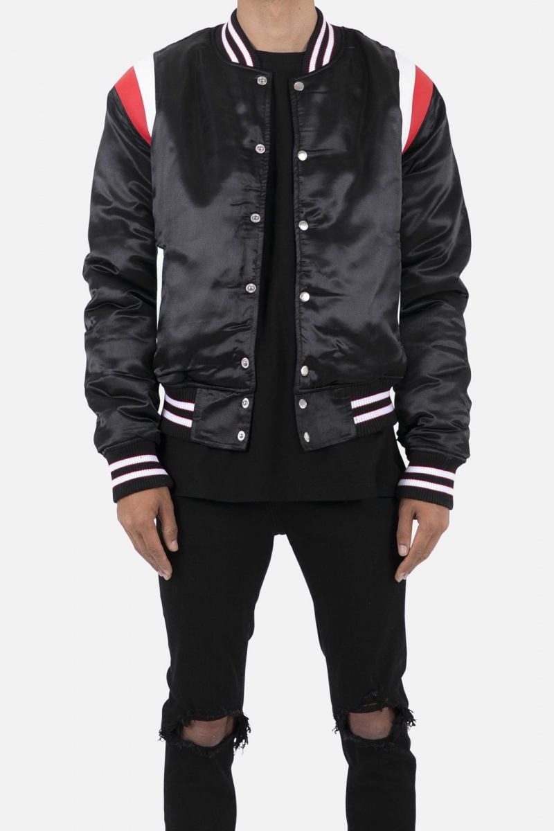 Vestes Mnml Teddy Bomber Jacket Black/Red Homme | MQZ-9565468