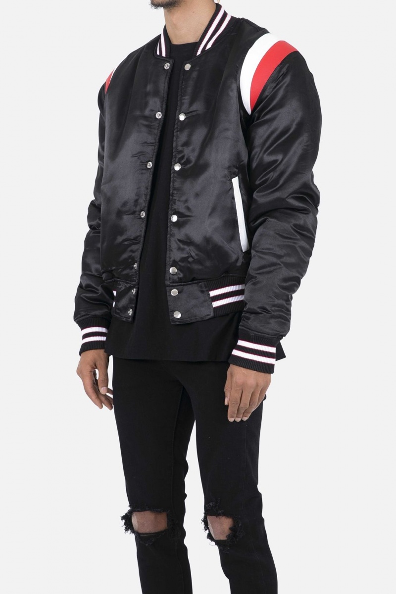 Vestes Mnml Teddy Bomber Jacket Black/Red Homme | MQZ-9565468