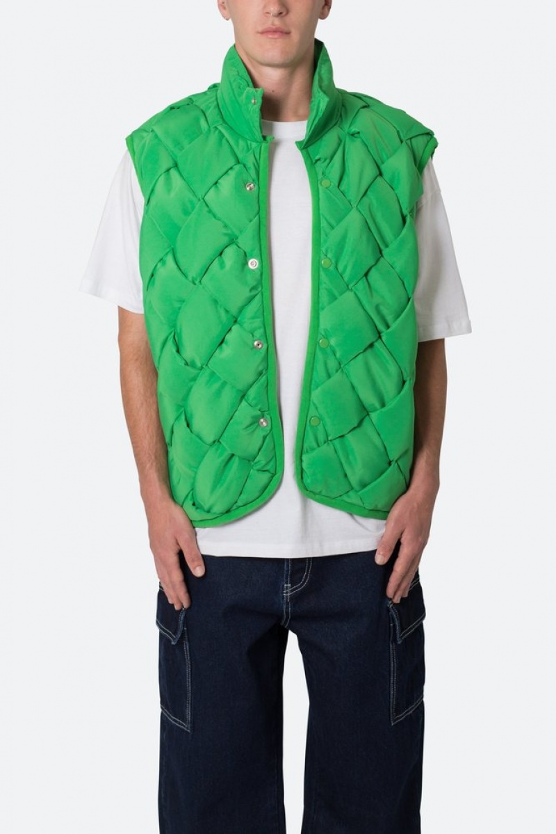 Vestes Mnml Woven Puffer Vest Vert  | DNL-1602210