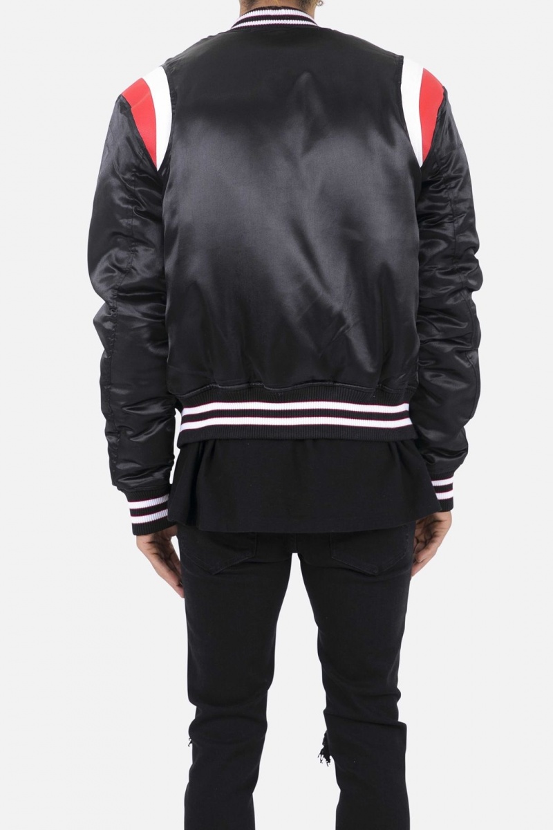 Vestes Mnml Teddy Bomber Jacket Black/Red Homme | MQZ-9565468