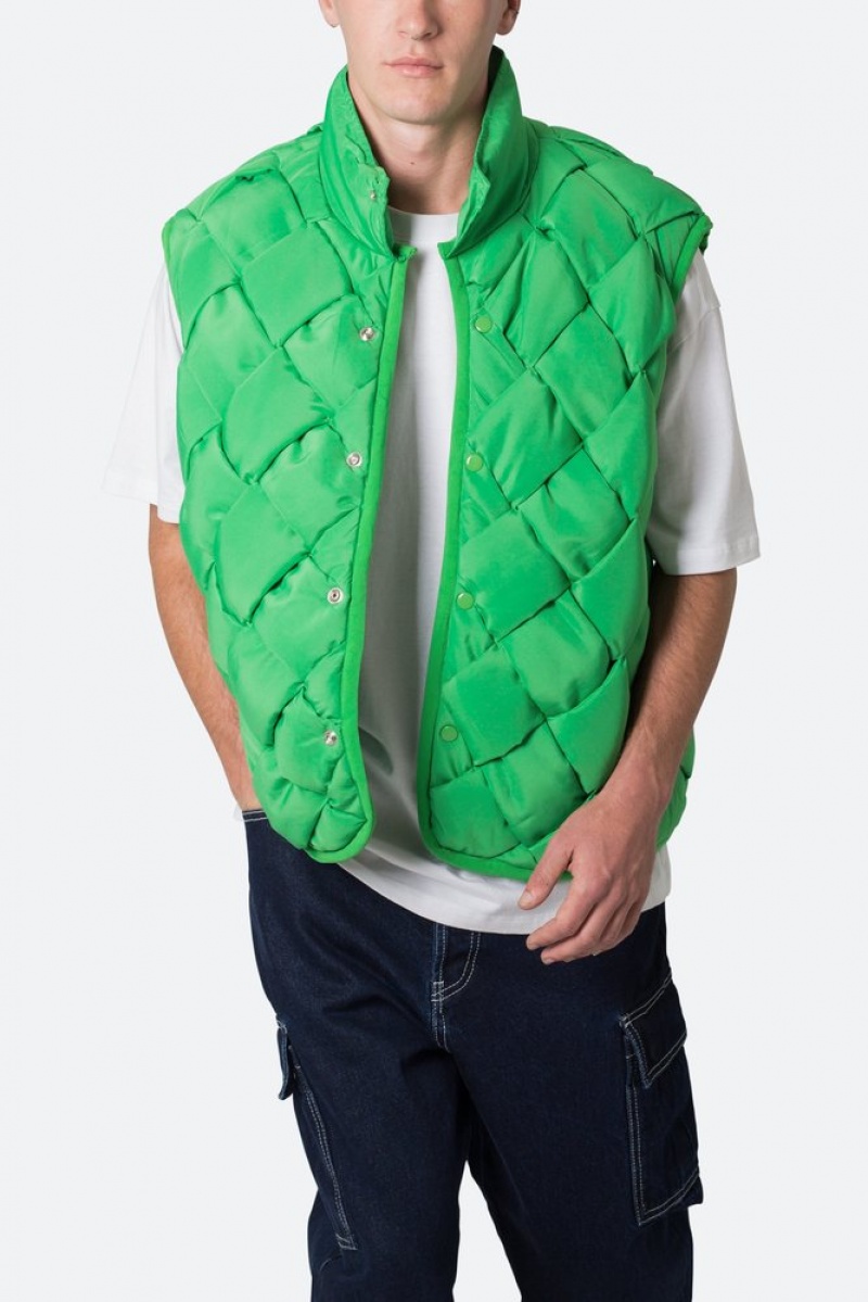 Vestes Mnml Woven Puffer Vest Vert  | DNL-1602210