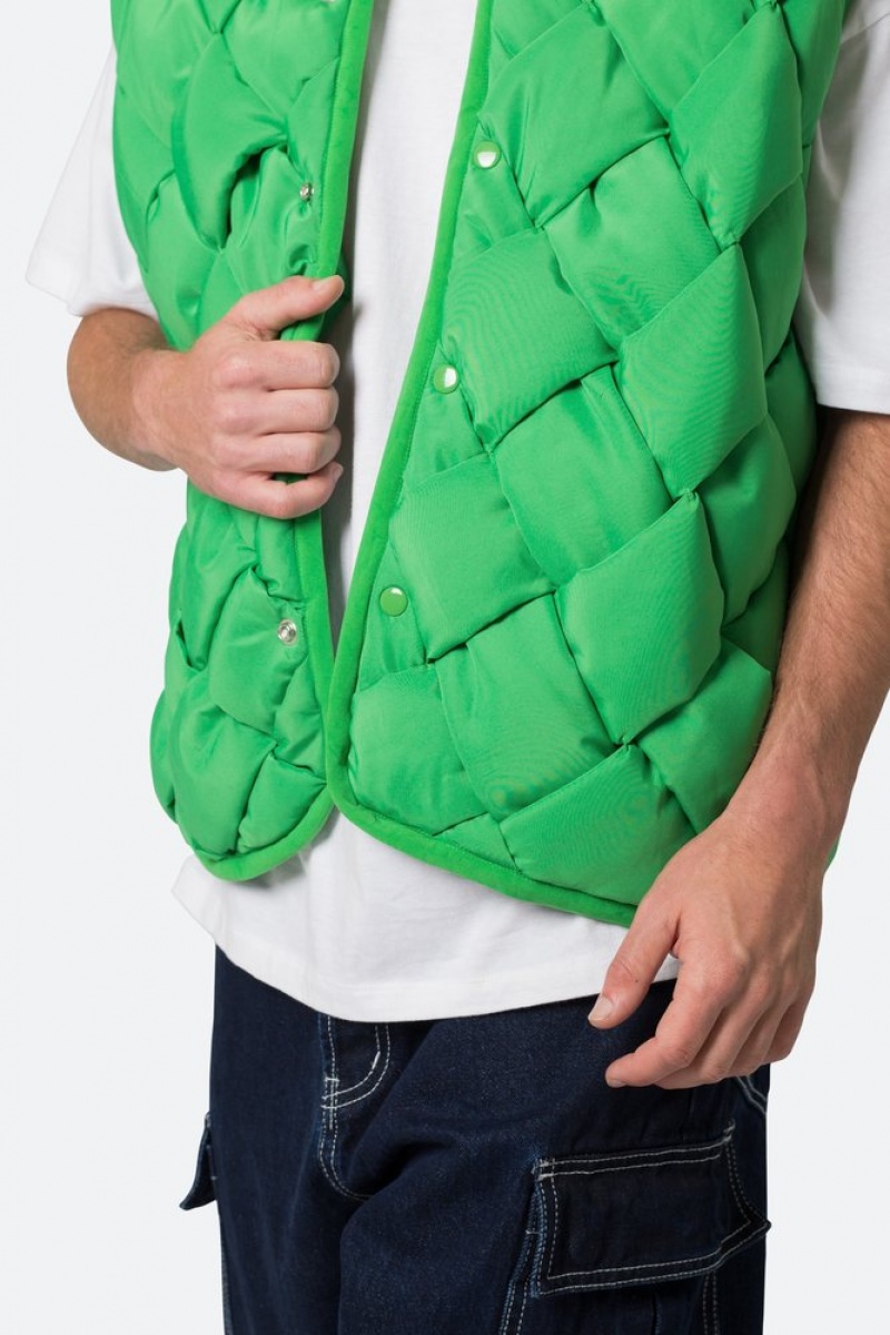 Vestes Mnml Woven Puffer Vest Vert  | DNL-1602210