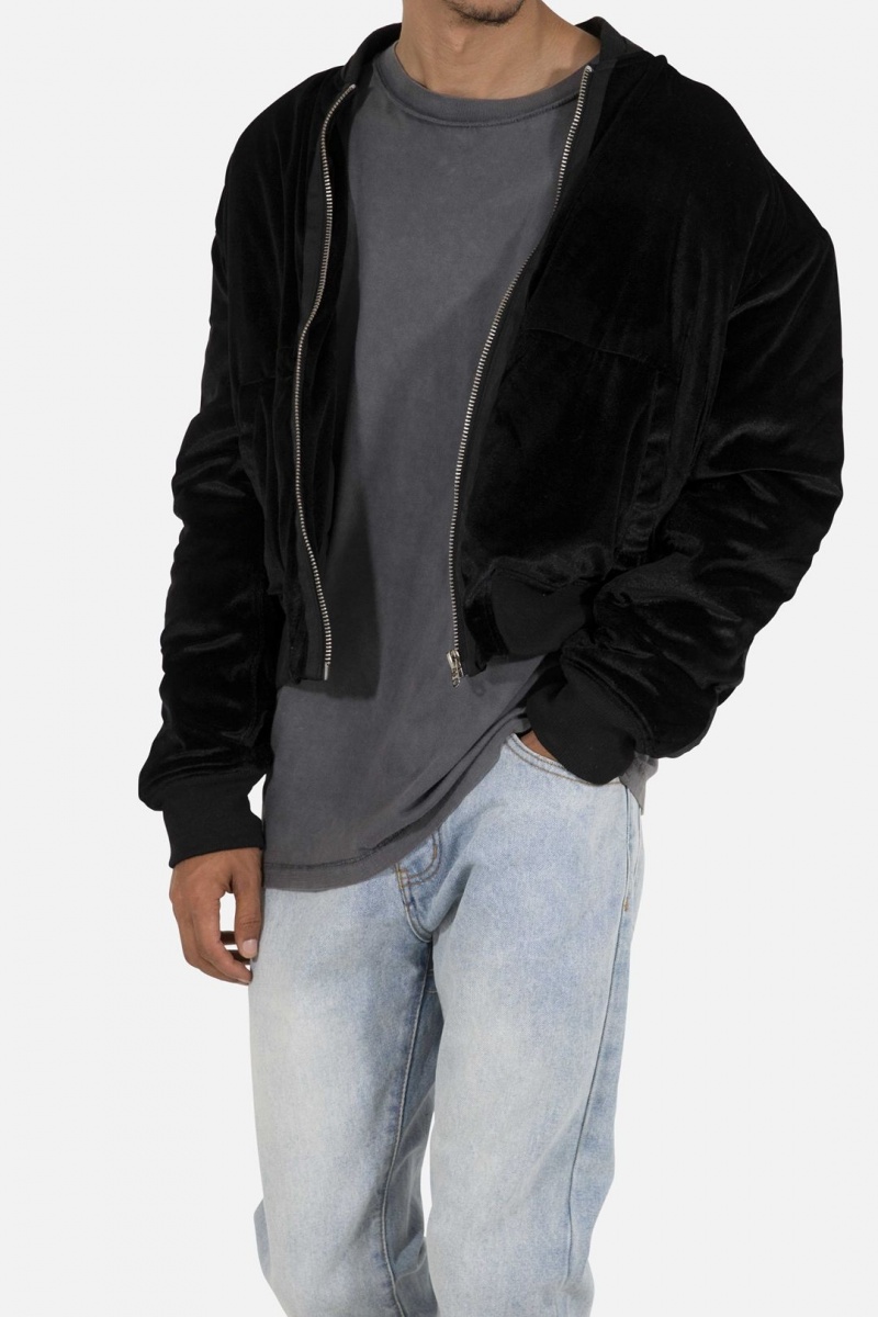 Vestes Mnml Velour Bomber Jacket Noir Homme | LPT-1183372