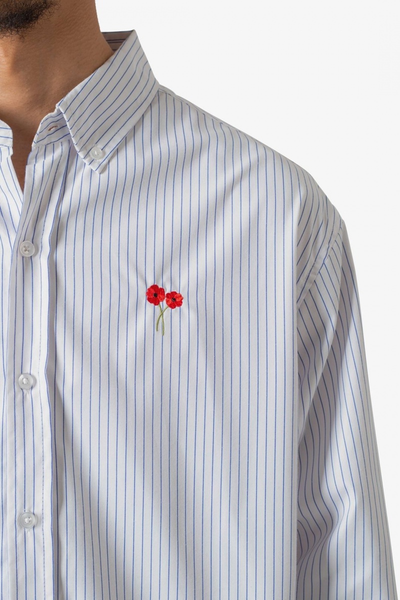 Chemises Mnml Poppy Rayé Oxford Shirt Blue/White  | KDG-0862135