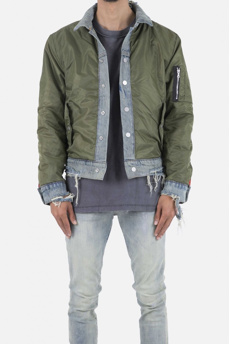 Vestes Mnml Trucker Bomber Jacket Vert Olive Homme | YSE-6798316