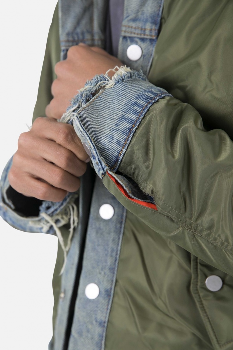 Vestes Mnml Trucker Bomber Jacket Vert Olive Homme | YSE-6798316