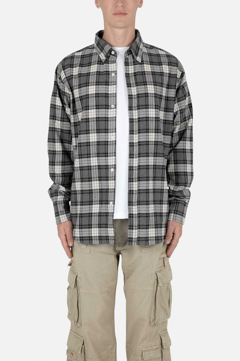 Chemises Mnml Basic Flannel Shirt Brown/Grey Homme | LZI-4879891