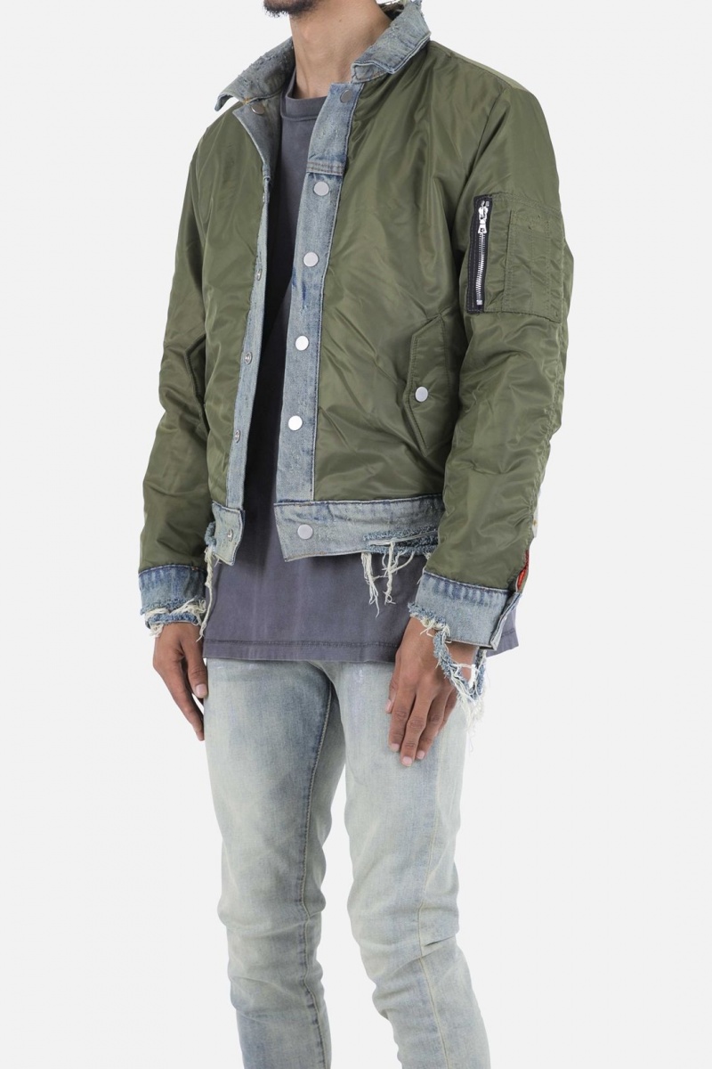 Vestes Mnml Trucker Bomber Jacket Vert Olive Homme | YSE-6798316