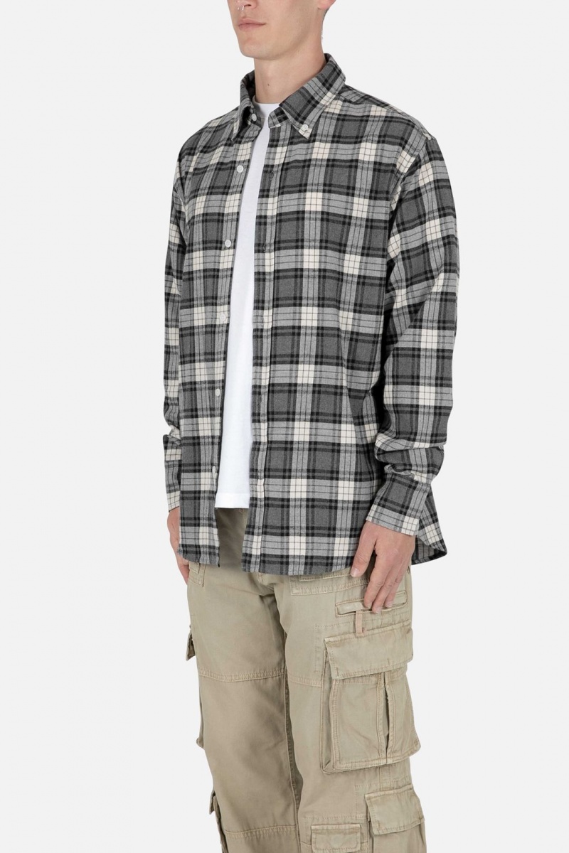 Chemises Mnml Basic Flannel Shirt Brown/Grey Homme | LZI-4879891