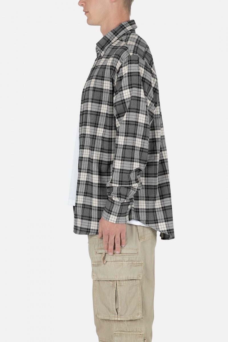 Chemises Mnml Basic Flannel Shirt Brown/Grey Homme | LZI-4879891