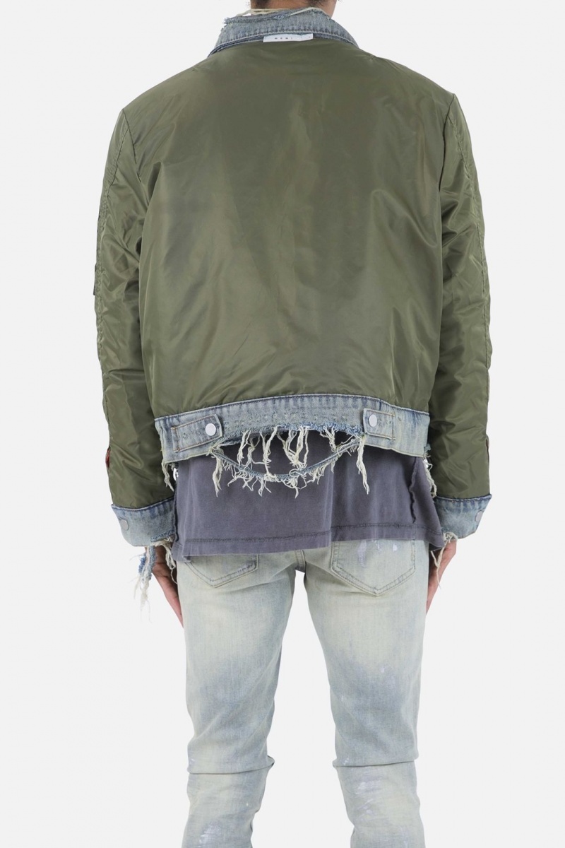 Vestes Mnml Trucker Bomber Jacket Vert Olive Homme | YSE-6798316