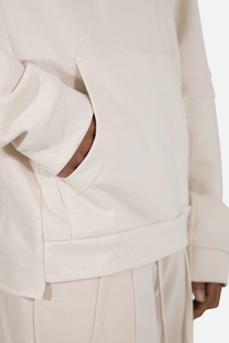 Sweats Mnml Geo Paneled Hoodie Blanche Homme | EGD-6673778