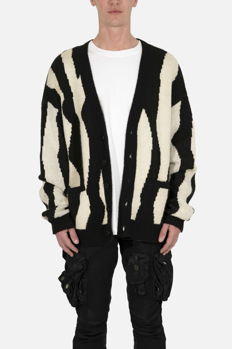 Sweats Mnml Zebra Cardigan Black/Natural Homme | RRI-8971334