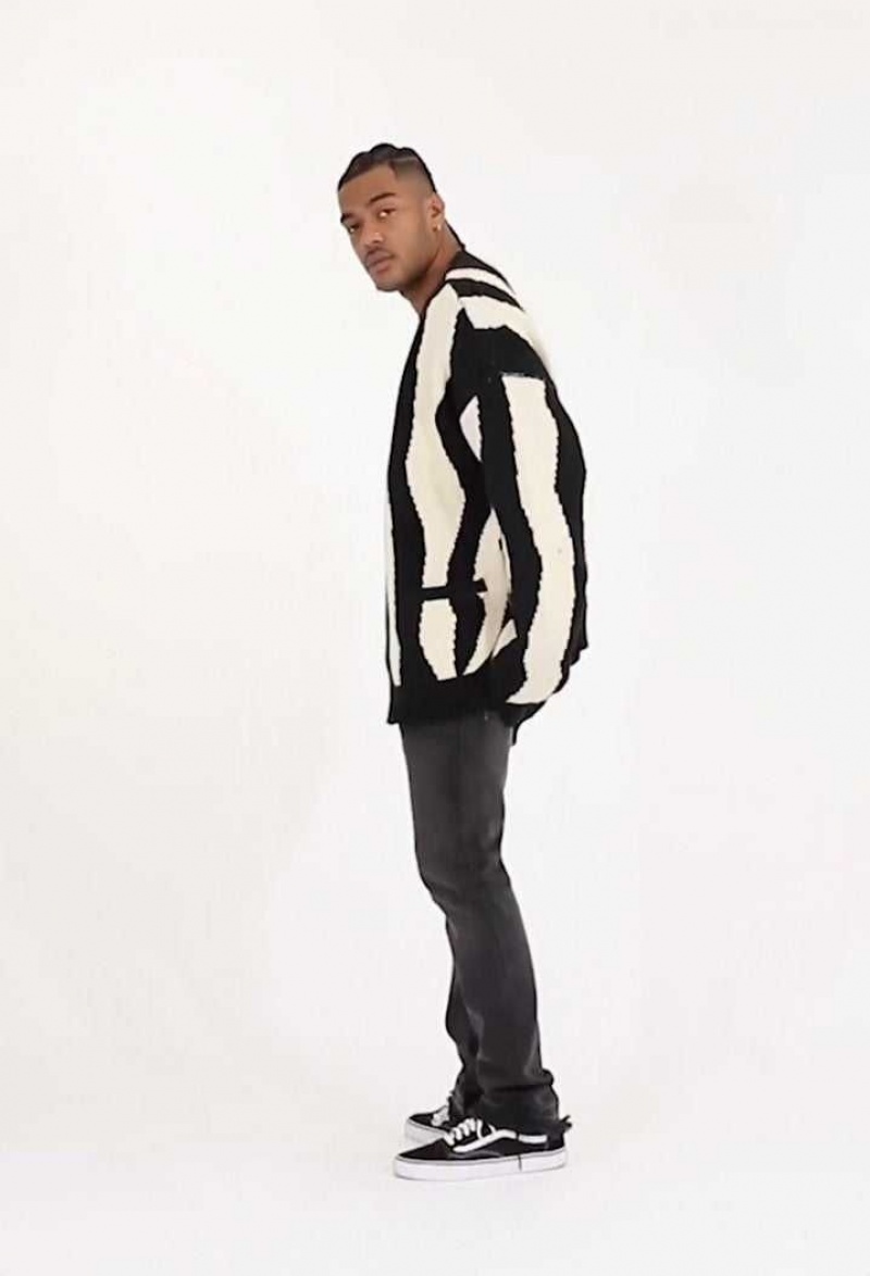 Sweats Mnml Zebra Cardigan Black/Natural Homme | RRI-8971334