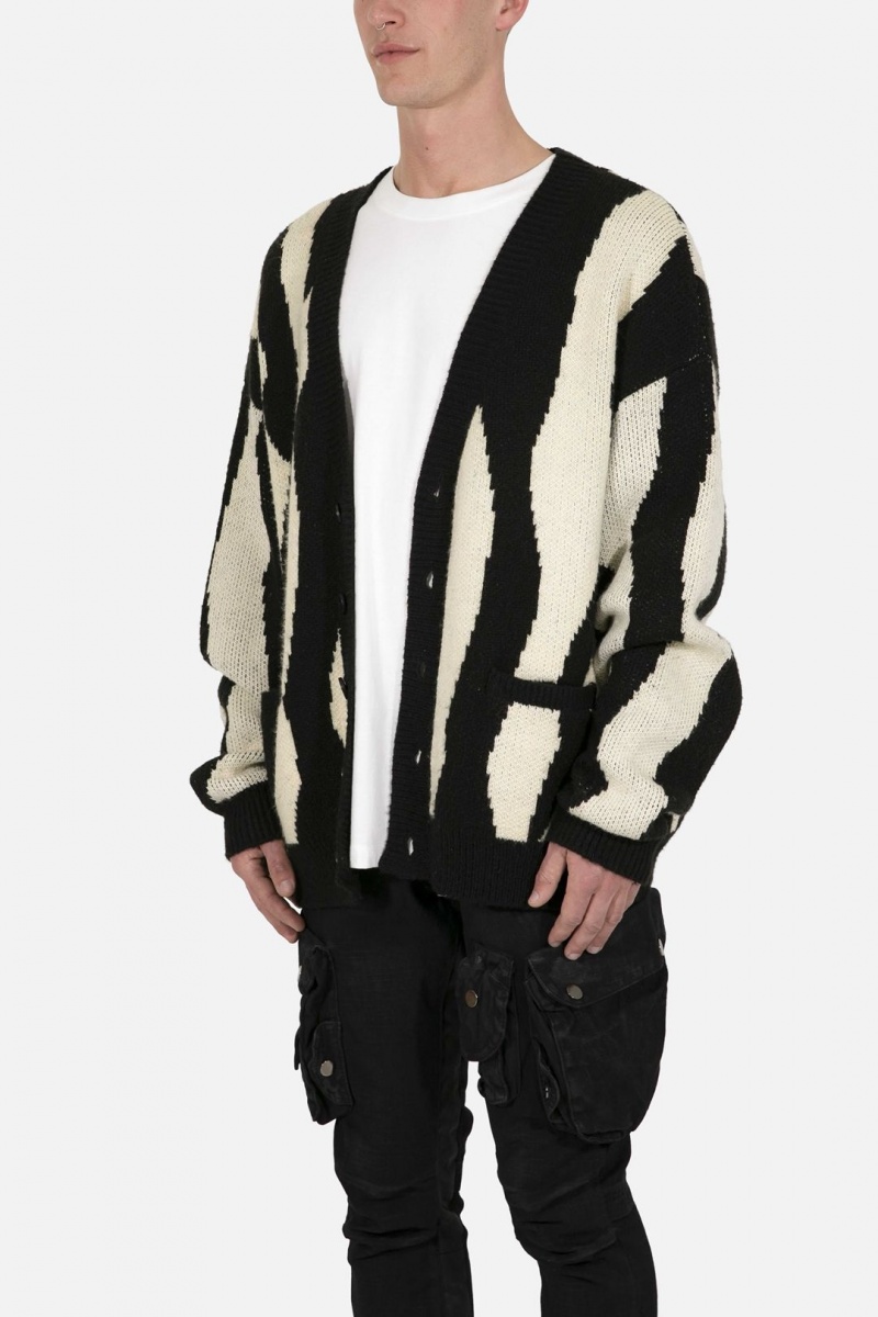 Sweats Mnml Zebra Cardigan Black/Natural Homme | RRI-8971334