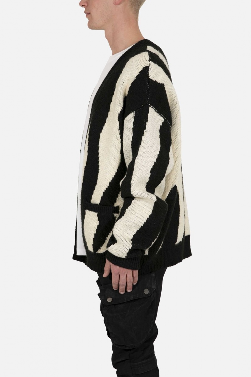 Sweats Mnml Zebra Cardigan Black/Natural Homme | RRI-8971334