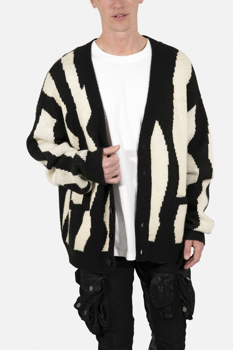 Sweats Mnml Zebra Cardigan Black/Natural Homme | RRI-8971334