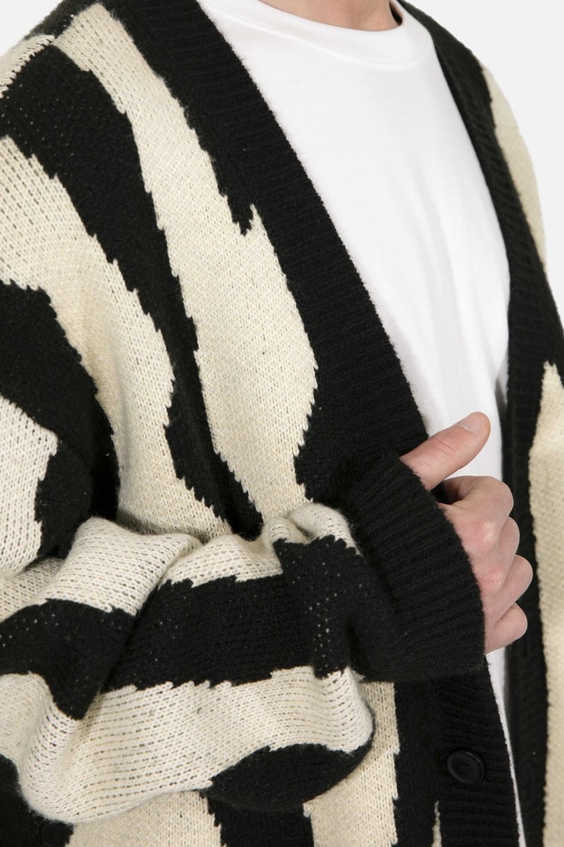 Sweats Mnml Zebra Cardigan Black/Natural Homme | RRI-8971334